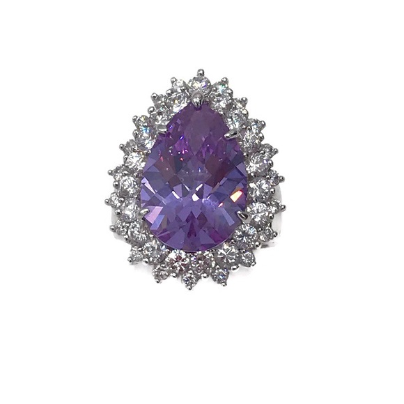 Charles Winston CWE Sterling Silver Purple CZ Ring - Picture 2 of 7